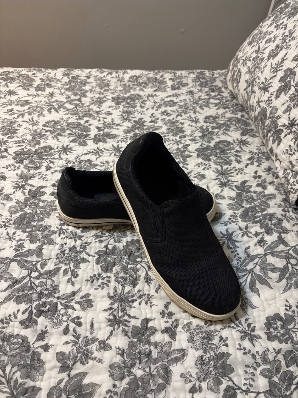 Brahma STEEL TOE Black Canvas Slip-On Loafers with Cream Outsole